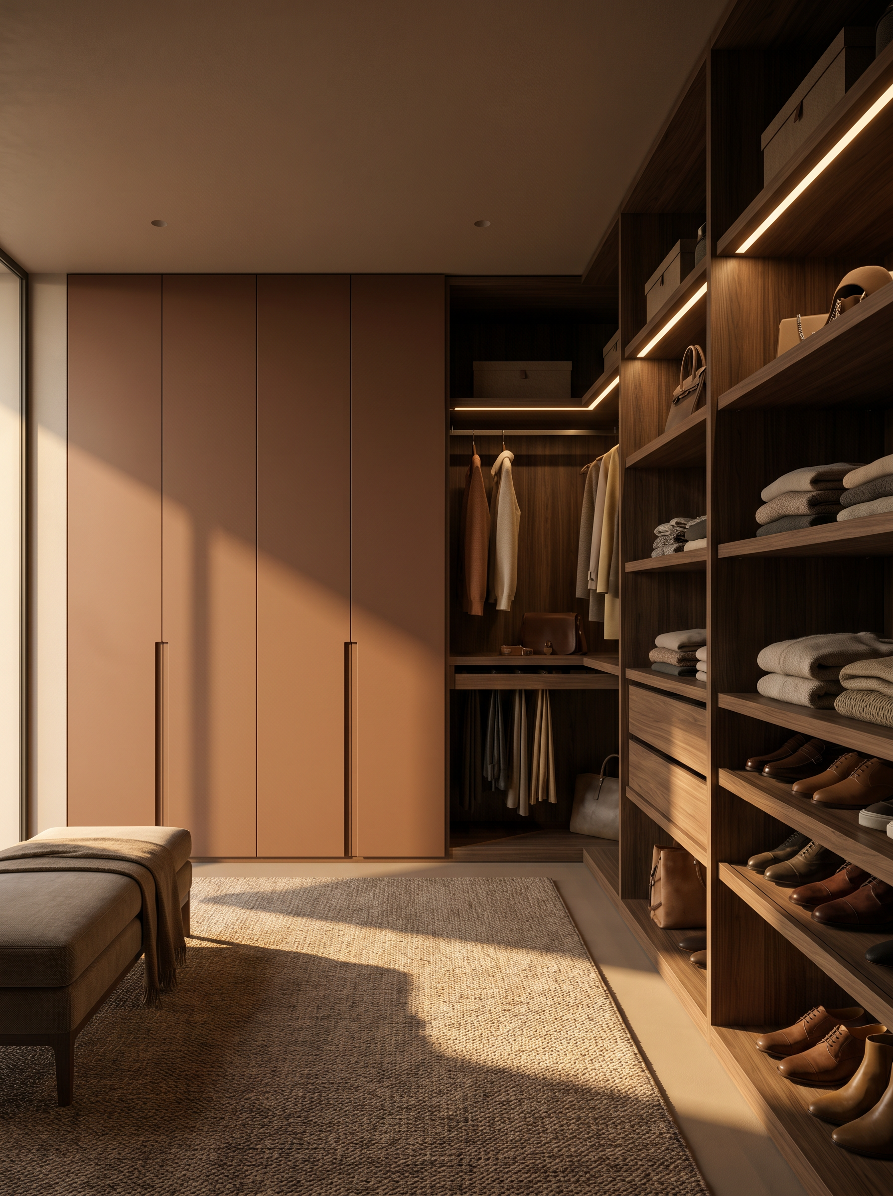 Kasten clay finish walk-in closet